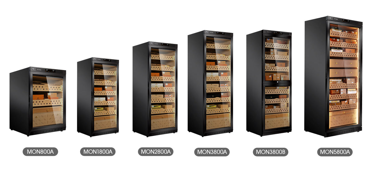 Raching MON cabinet size comparison in Black finish