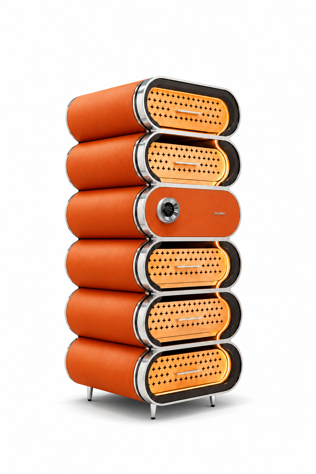 Raching Amber A6 Chromed in Ember Orange color visualization