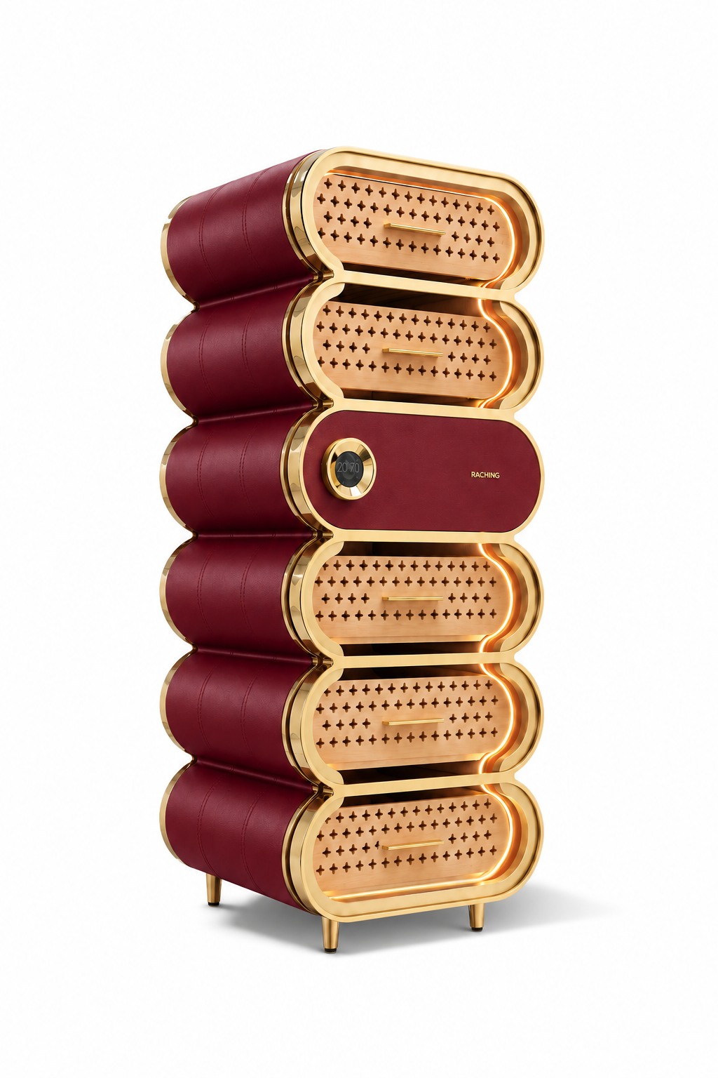 Raching Amber A6 Gold in Burgundy Red color visualization