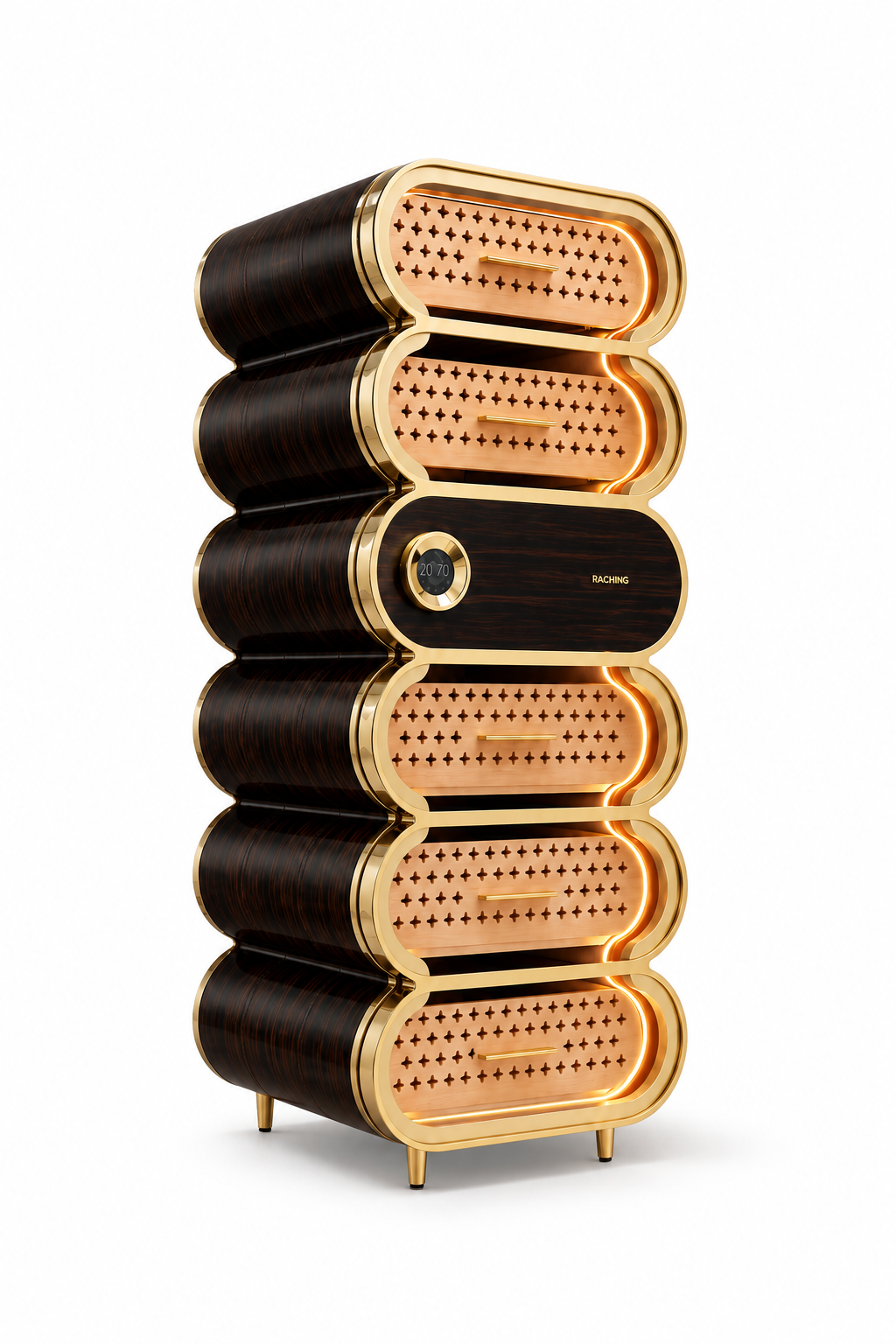 Raching Amber A6 Gold in Ebony Black color visualization