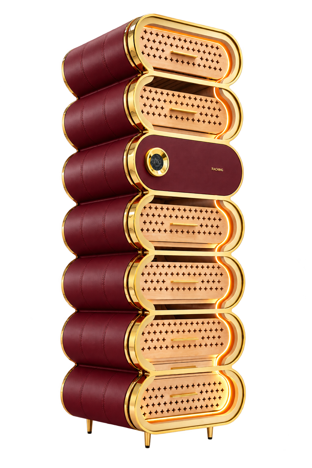 Raching Amber A7 gold burgundy red color visualization