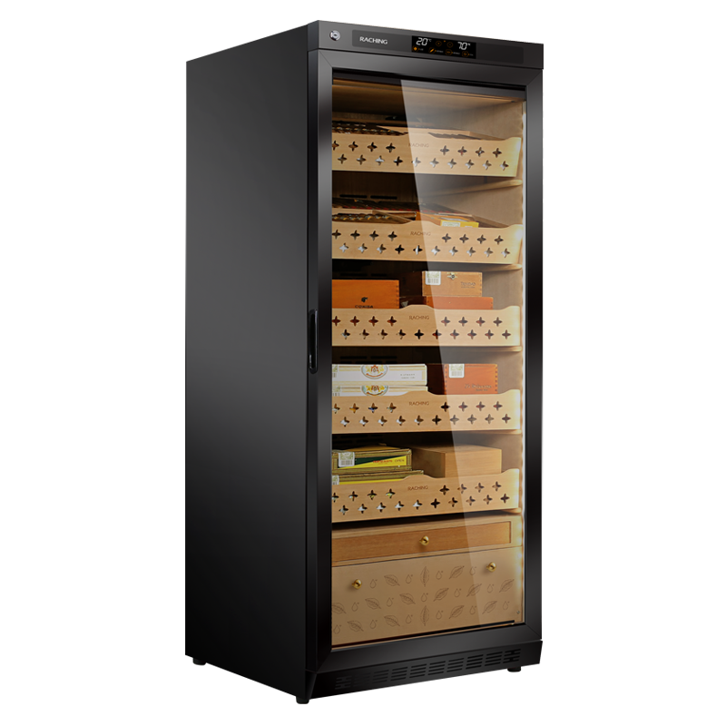 Raching MON1800A cigar humidor cabinet in Black, Spanish cedar interior