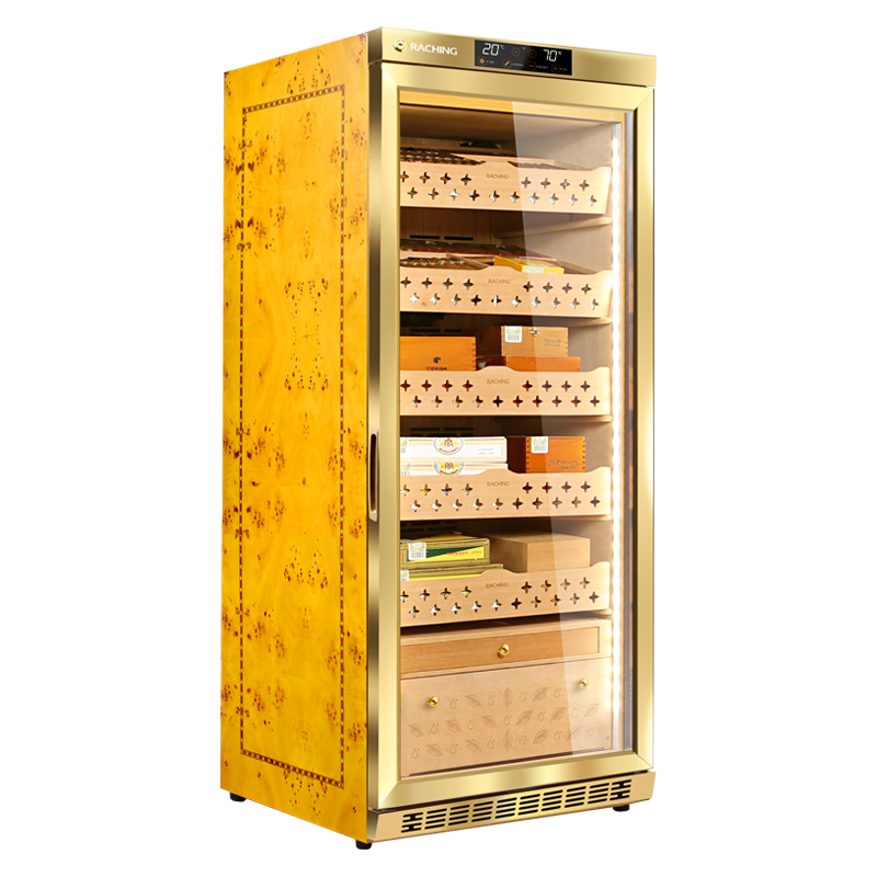 Raching MON1800A cigar humidor cabinet in Golden, Spanish cedar interior