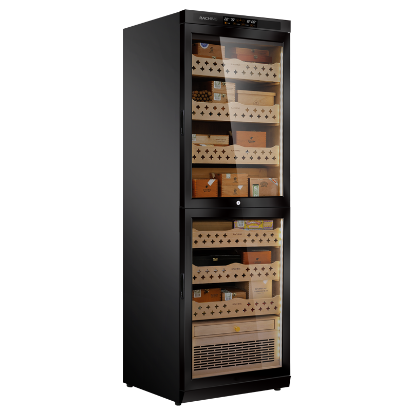 Raching MON3800B cigar humidor cabinet in Black, Spanish cedar interior