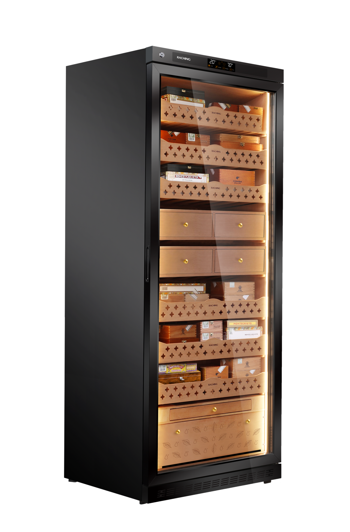 Raching MON5800A cigar humidor cabinet in Black, Spanish cedar interior
