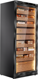 Raching MON5800A cigar humidor cabinet in Carbon Fibre, Spanish cedar interior