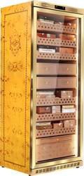 Raching MON5800A cigar humidor cabinet in Golden, Spanish cedar interior