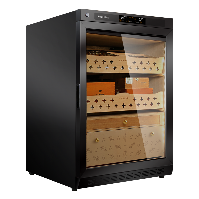 Raching MON800A cigar humidor cabinet in Black, Spanish cedar interior