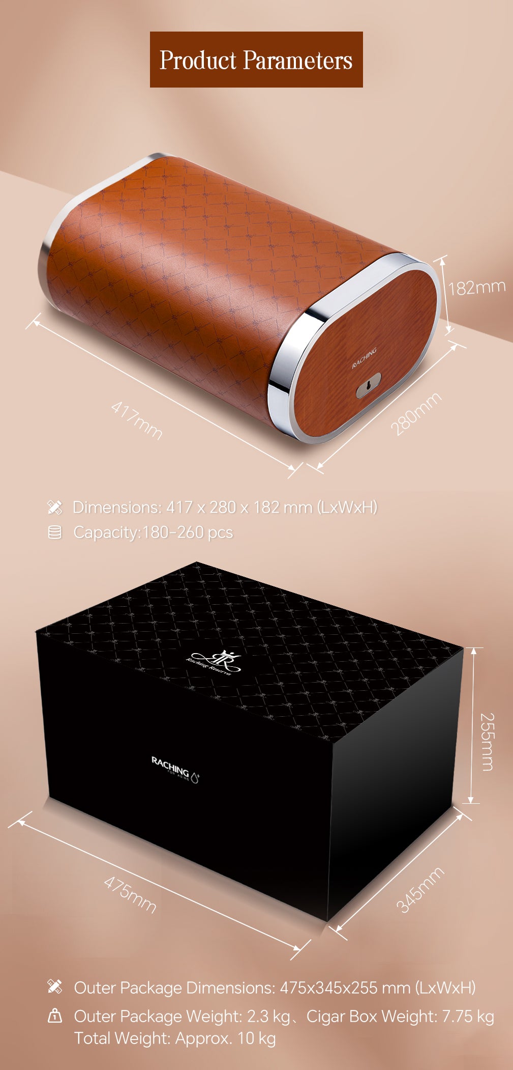 Raching RR Cigar Box | Spanish Cedar & Leather | CC Humidor