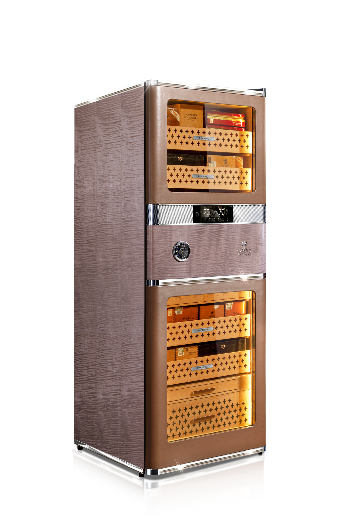 Raching RR880 cigar humidor cabinet in Havana Tan