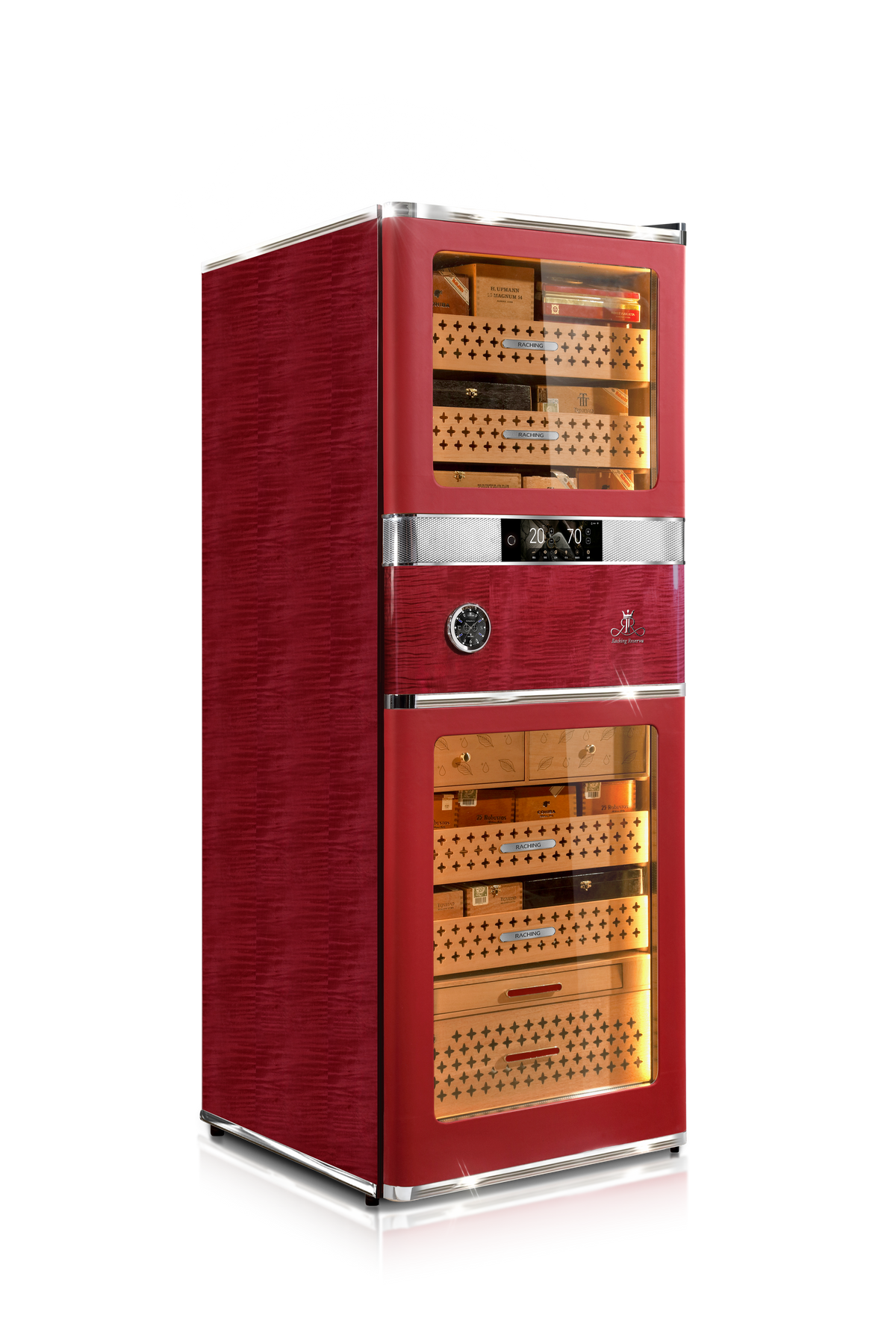 Raching RR880 cigar humidor cabinet in San Diego Red