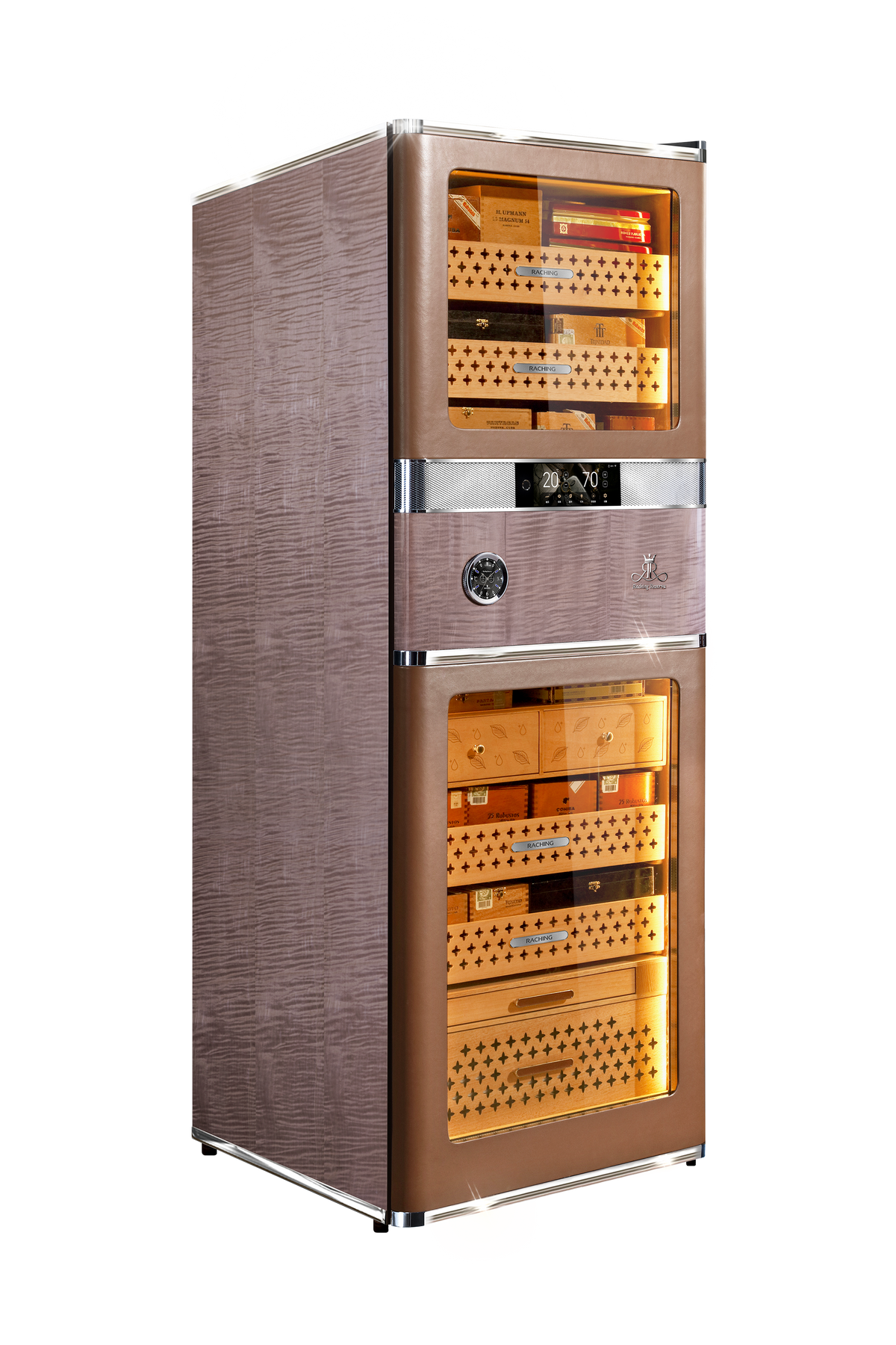 Raching RR980 cigar humidor cabinet in Havana Tan