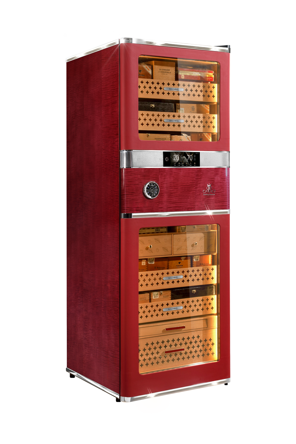 Raching RR980 cigar humidor cabinet in San Diego Red